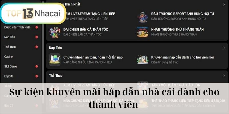 Sự kiện khuyến mãi hấp dẫn nhà cái dành cho thành viên 